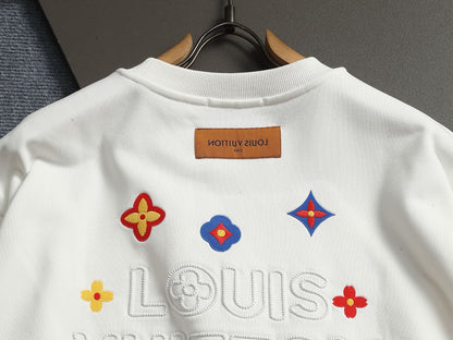 260813 New high-quality raised and recessed embroidery round-neck pullover shirt