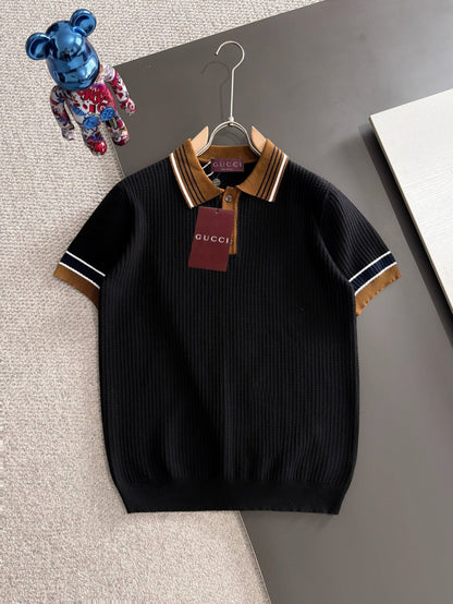 260820 New high-quality combed cotton yarn knitted polo shirt