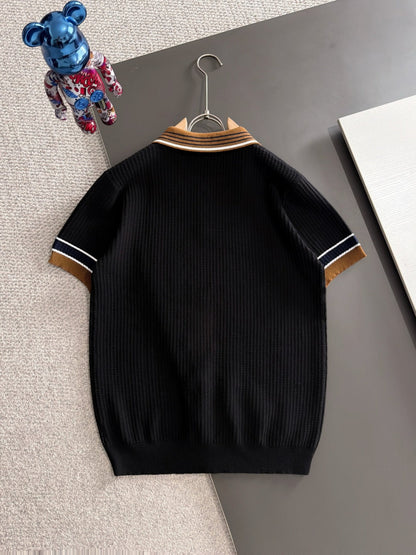 260820 New high-quality combed cotton yarn knitted polo shirt