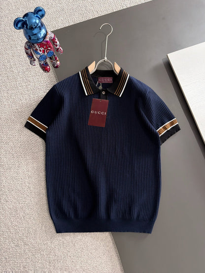 260820 New high-quality combed cotton yarn knitted polo shirt