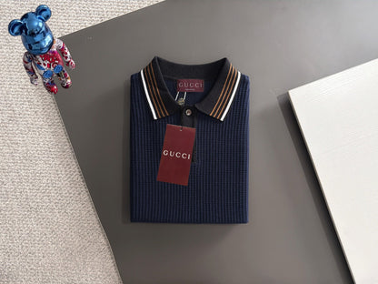260820 New high-quality combed cotton yarn knitted polo shirt