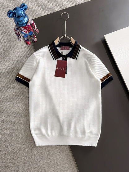 260820 New high-quality combed cotton yarn knitted polo shirt
