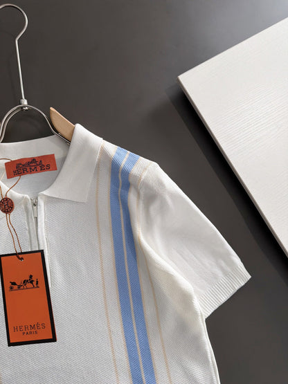 260820 New high-quality combed cotton yarn knitted polo shirt