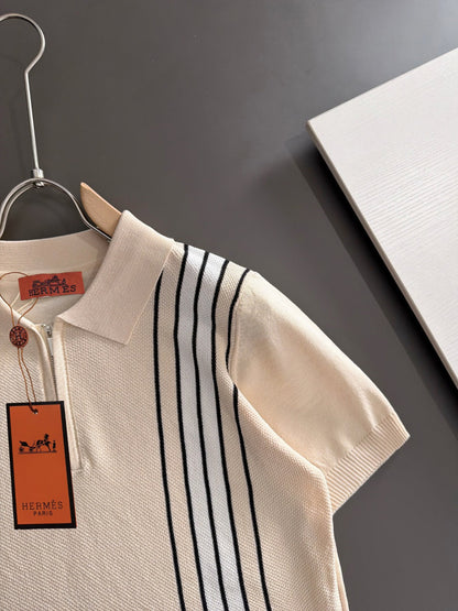 260820 New high-quality combed cotton yarn knitted polo shirt