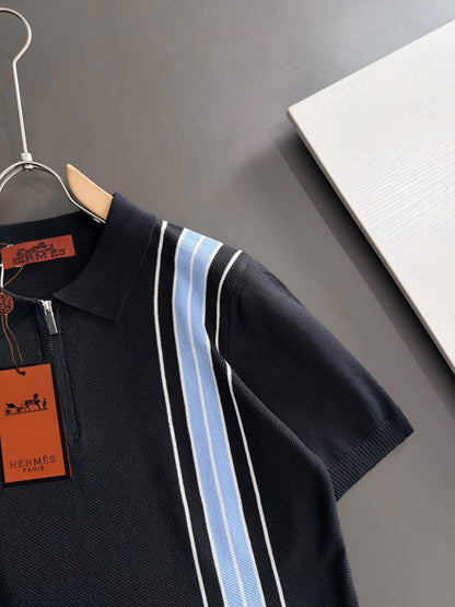 260820 New high-quality combed cotton yarn knitted polo shirt