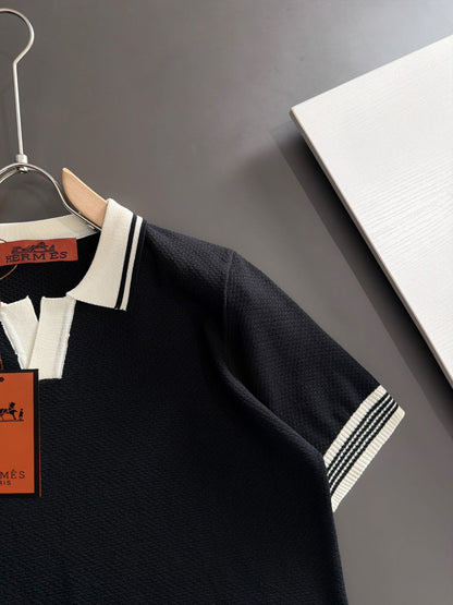 260820 New high-quality combed cotton yarn knitted polo shirt