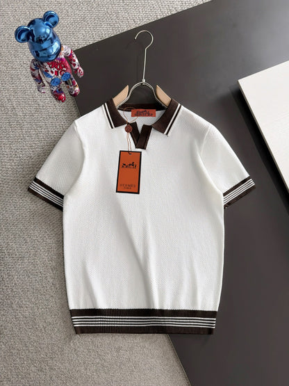 260820 New high-quality combed cotton yarn knitted polo shirt