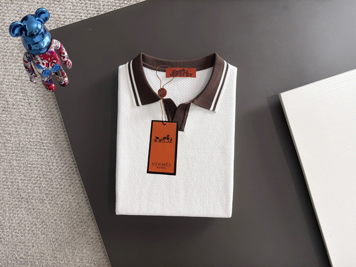 260820 New high-quality combed cotton yarn knitted polo shirt