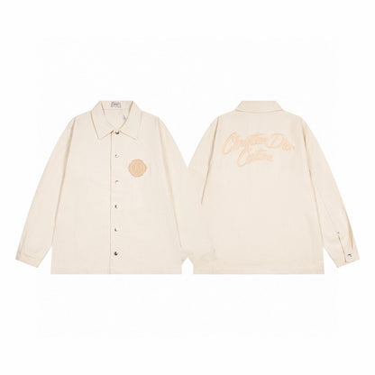 260820 New high-quality beige warm-toned embroidered denim jacket