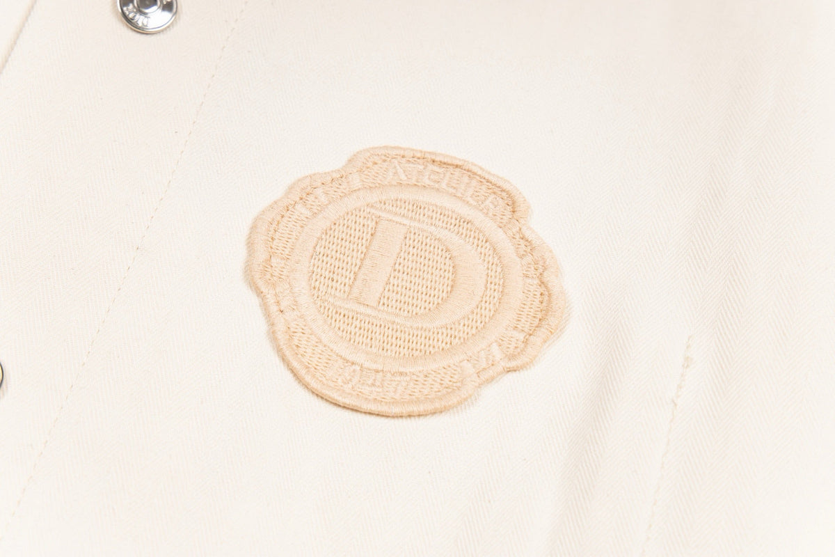 260820 New high-quality beige warm-toned embroidered denim jacket