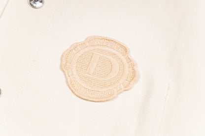 260820 New high-quality beige warm-toned embroidered denim jacket