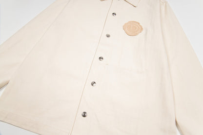 260820 New high-quality beige warm-toned embroidered denim jacket