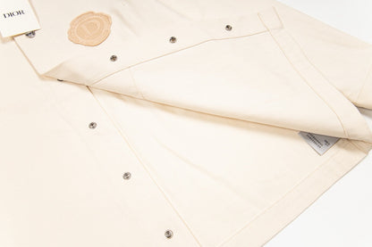 260820 New high-quality beige warm-toned embroidered denim jacket