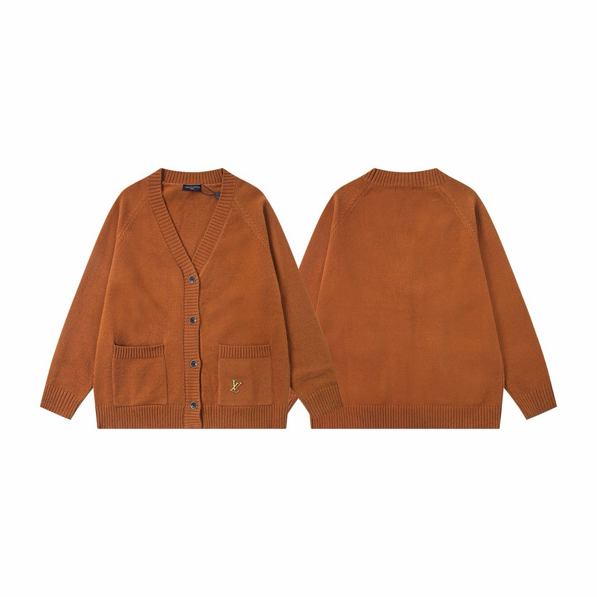 260820 New high-quality brown retro logo knitted cardigan