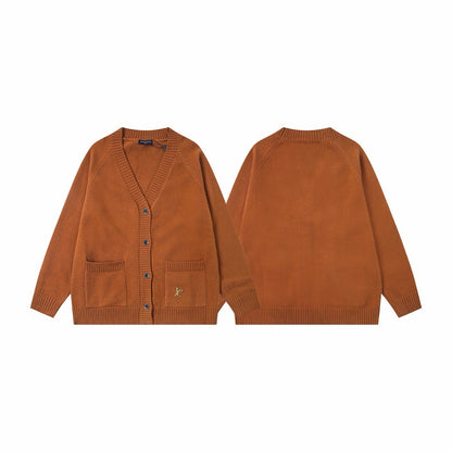 260820 New high-quality brown retro logo knitted cardigan