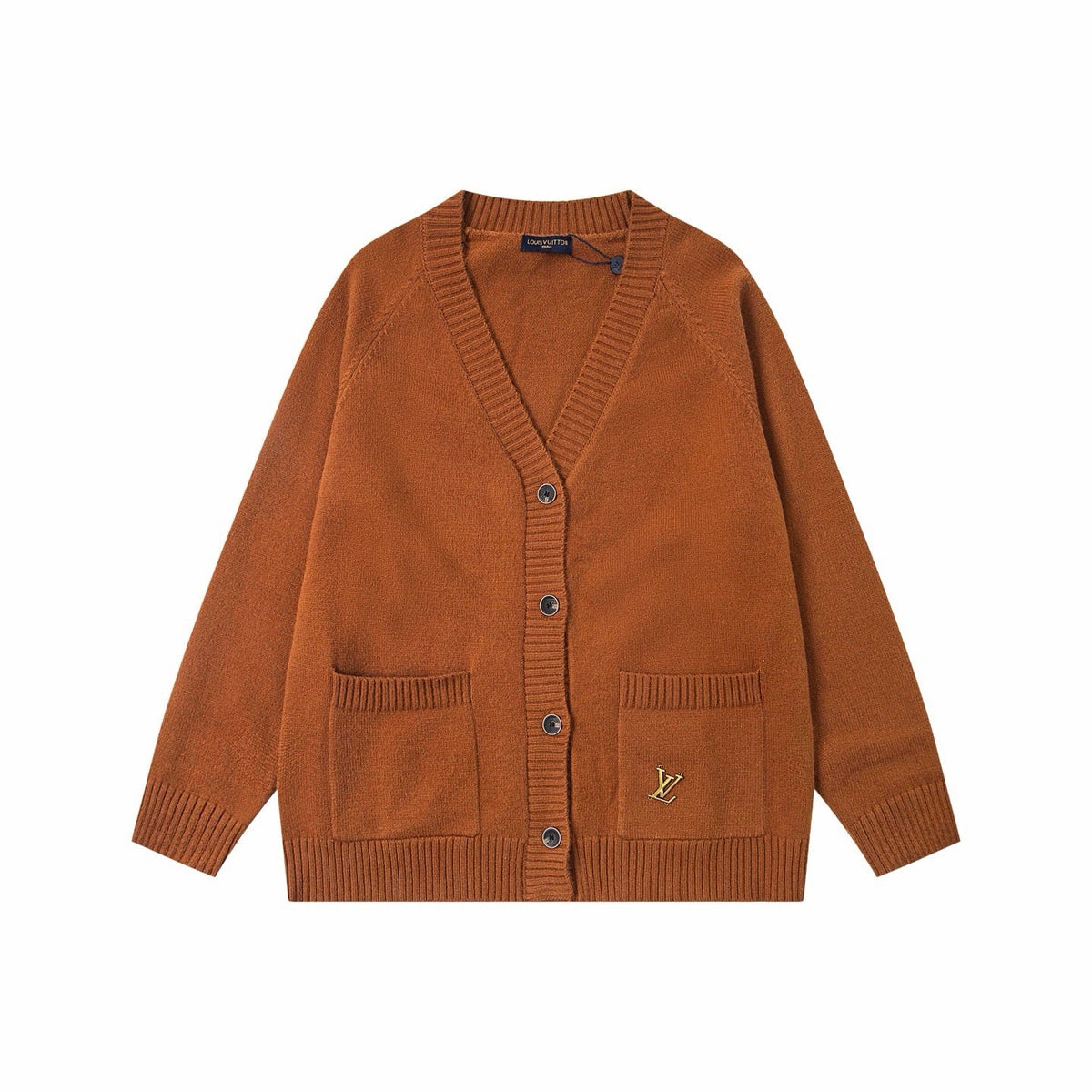 260820 New high-quality brown retro logo knitted cardigan