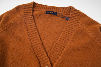 260820 New high-quality brown retro logo knitted cardigan