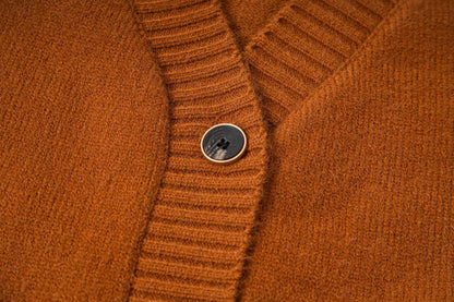 260820 New high-quality brown retro logo knitted cardigan