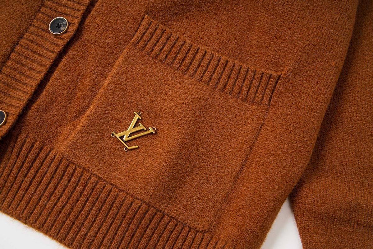 260820 New high-quality brown retro logo knitted cardigan