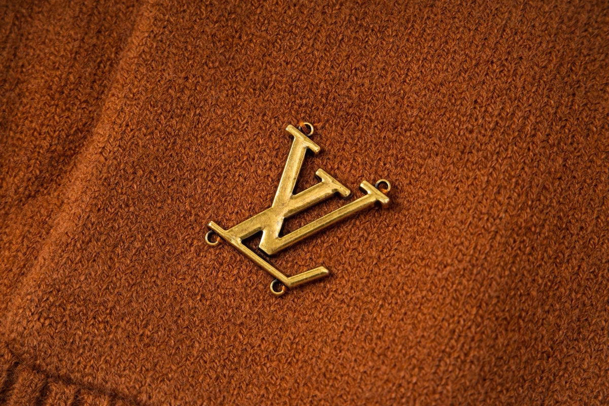260820 New high-quality brown retro logo knitted cardigan