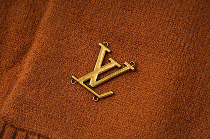 260820 New high-quality brown retro logo knitted cardigan