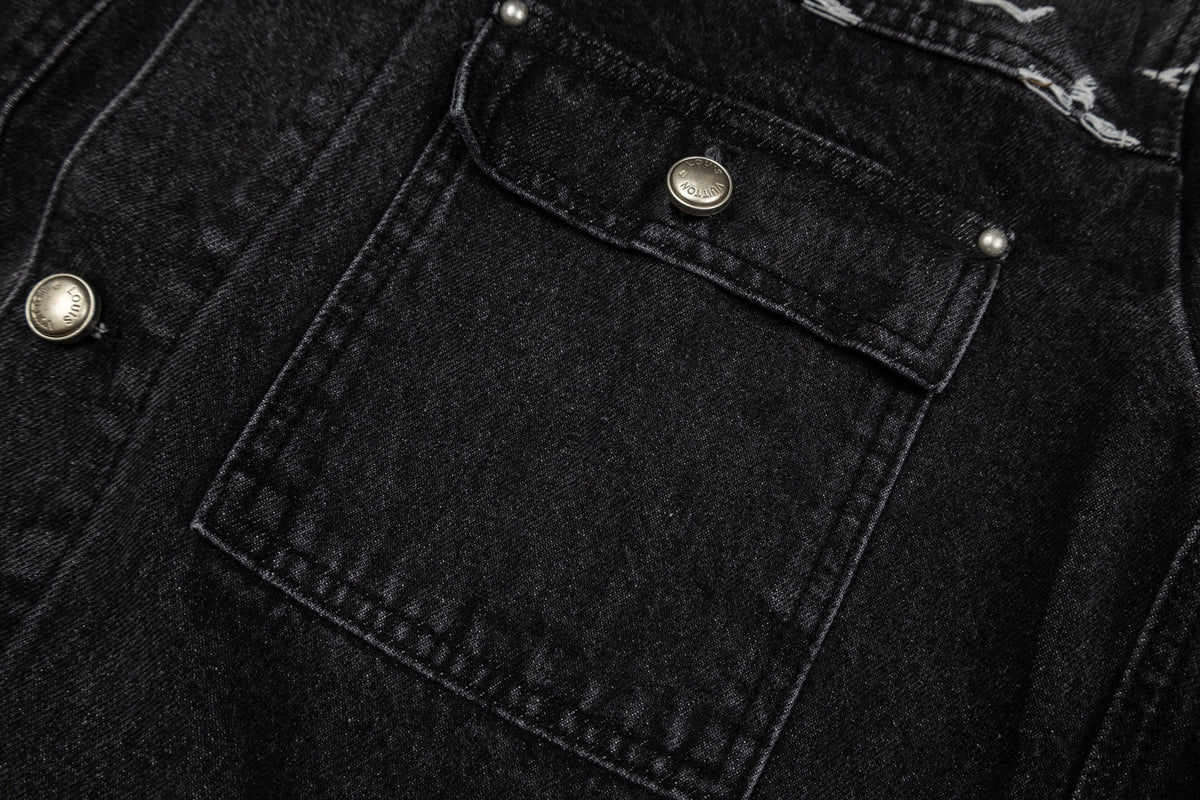 260820 New high-quality embroidered washed-hole denim jacket