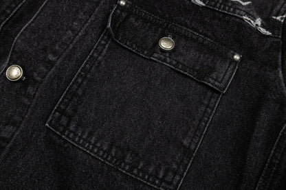 260820 New high-quality embroidered washed-hole denim jacket