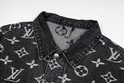 260820 New high-quality embroidered washed-hole denim jacket