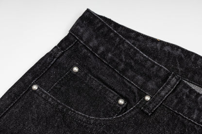 260820 New high-quality embroidered washed-hole denim pants