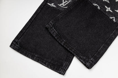 260820 New high-quality embroidered washed-hole denim pants