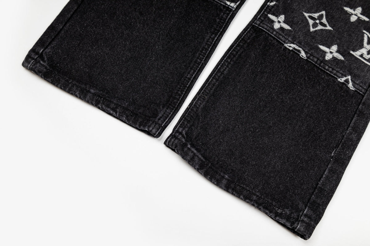 260820 New high-quality embroidered washed-hole denim pants