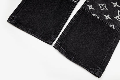 260820 New high-quality embroidered washed-hole denim pants