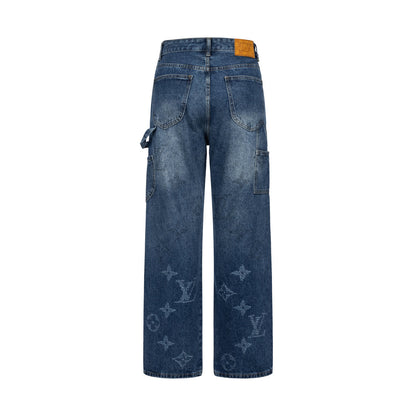 260820 New high-quality gradient embroidery men's and women's matching jeans
