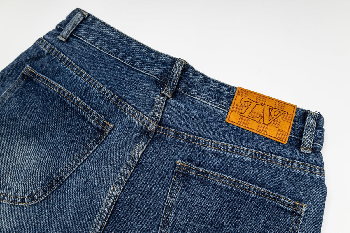260820 New high-quality gradient embroidery men's and women's matching jeans