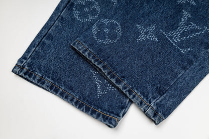 260820 New high-quality gradient embroidery men's and women's matching jeans