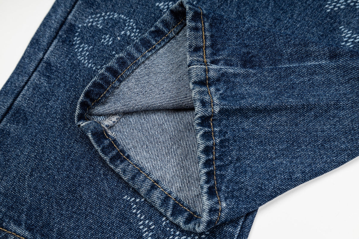 260820 New high-quality gradient embroidery men's and women's matching jeans