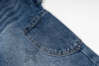 260820 New high-quality gradient embroidery men's and women's matching jeans