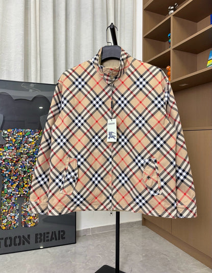 260826 New high-quality classic check double-sided wearable crew-neck waterproof jacket