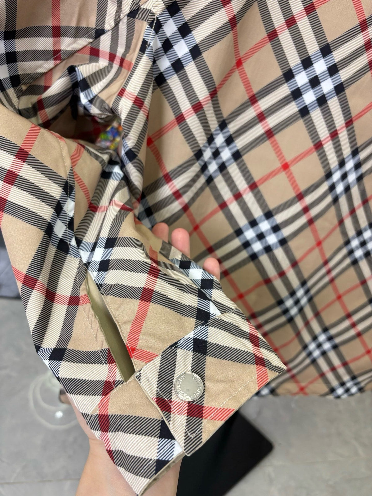260826 New high-quality classic check double-sided wearable crew-neck waterproof jacket