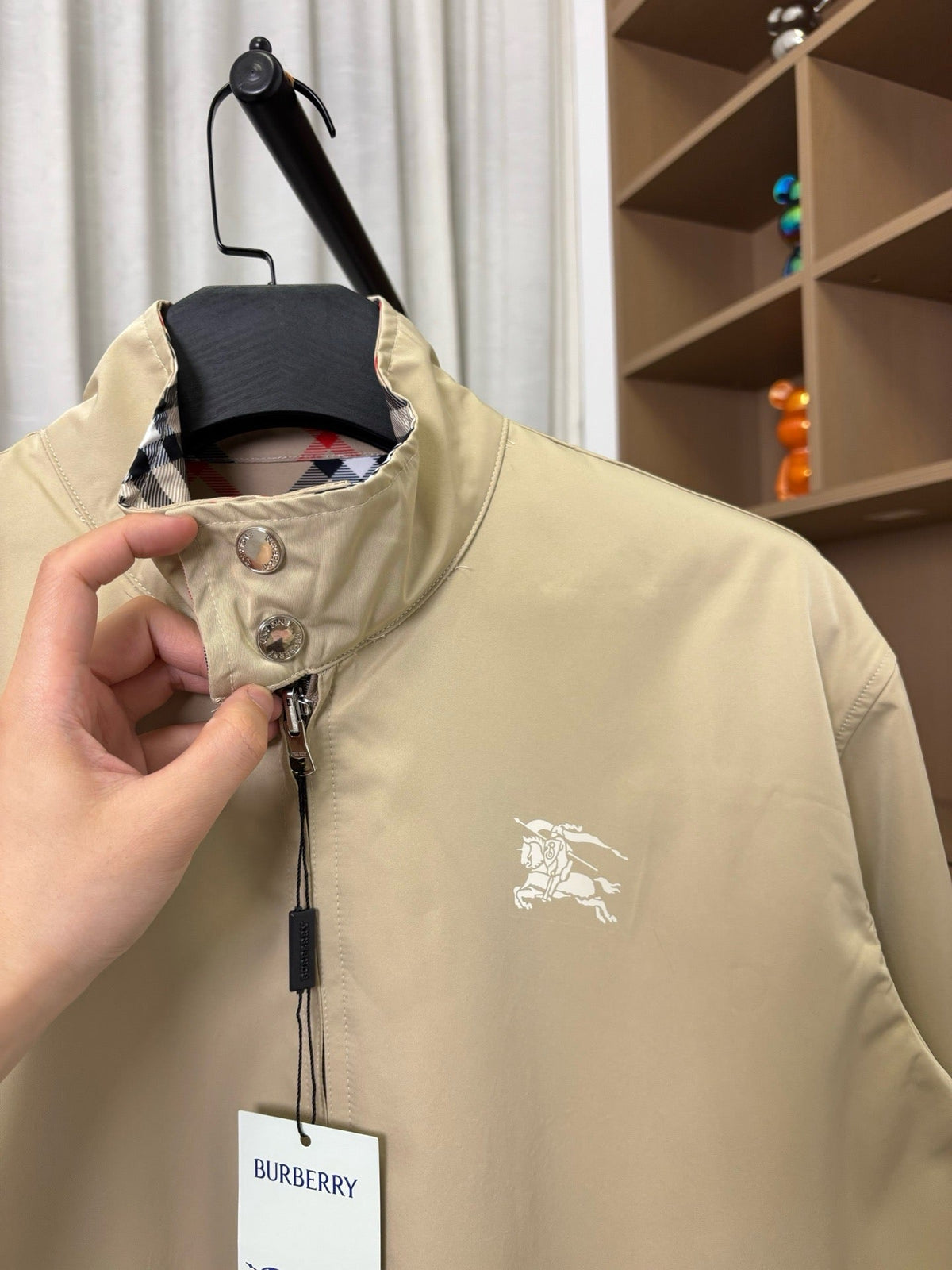 260826 New high-quality classic check double-sided wearable crew-neck waterproof jacket