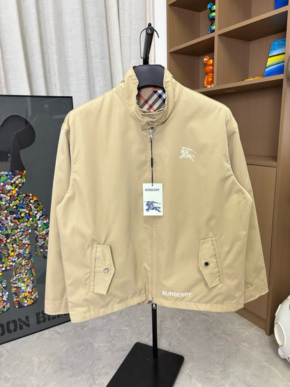 260826 New high-quality classic check double-sided wearable crew-neck waterproof jacket