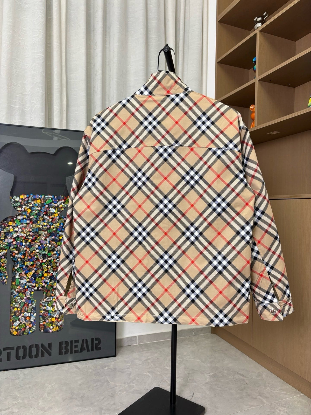 260826 New high-quality classic check double-sided wearable crew-neck waterproof jacket