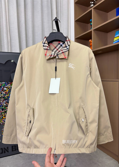 260826 New high-quality classic check double-sided wearable crew-neck waterproof jacket