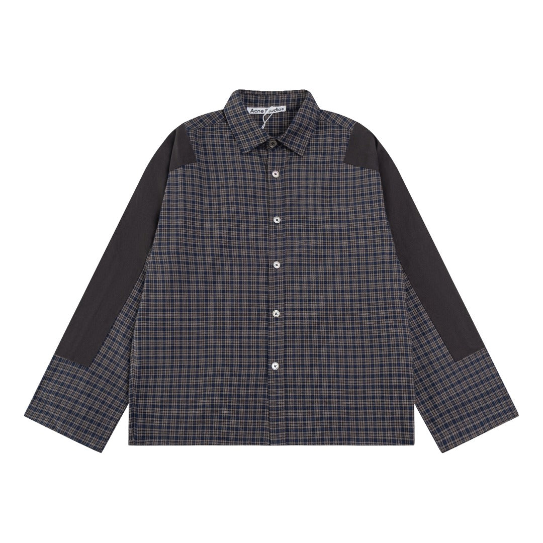 260826New high-quality checkered contrast-colored shirt