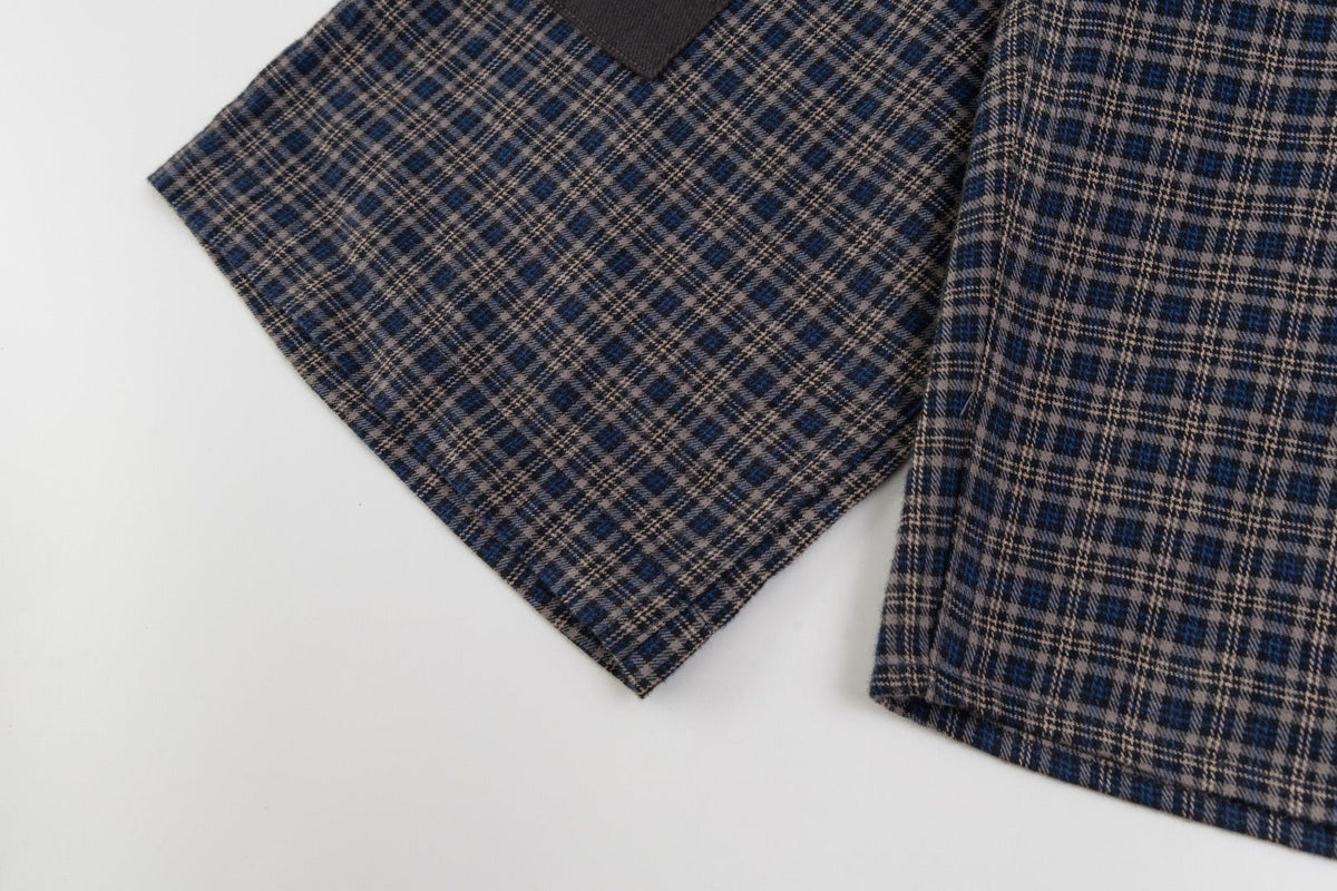 260826New high-quality checkered contrast-colored shirt