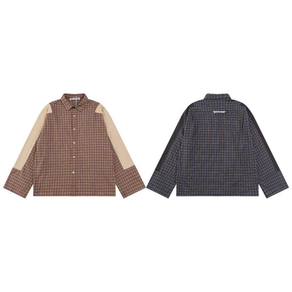 260826New high-quality checkered contrast-colored shirt