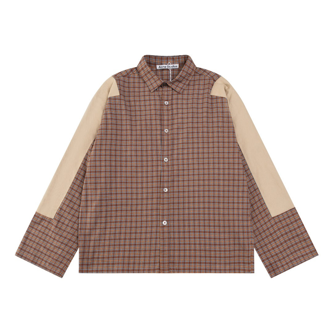 260826New high-quality checkered contrast-colored shirt