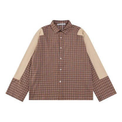 260826New high-quality checkered contrast-colored shirt