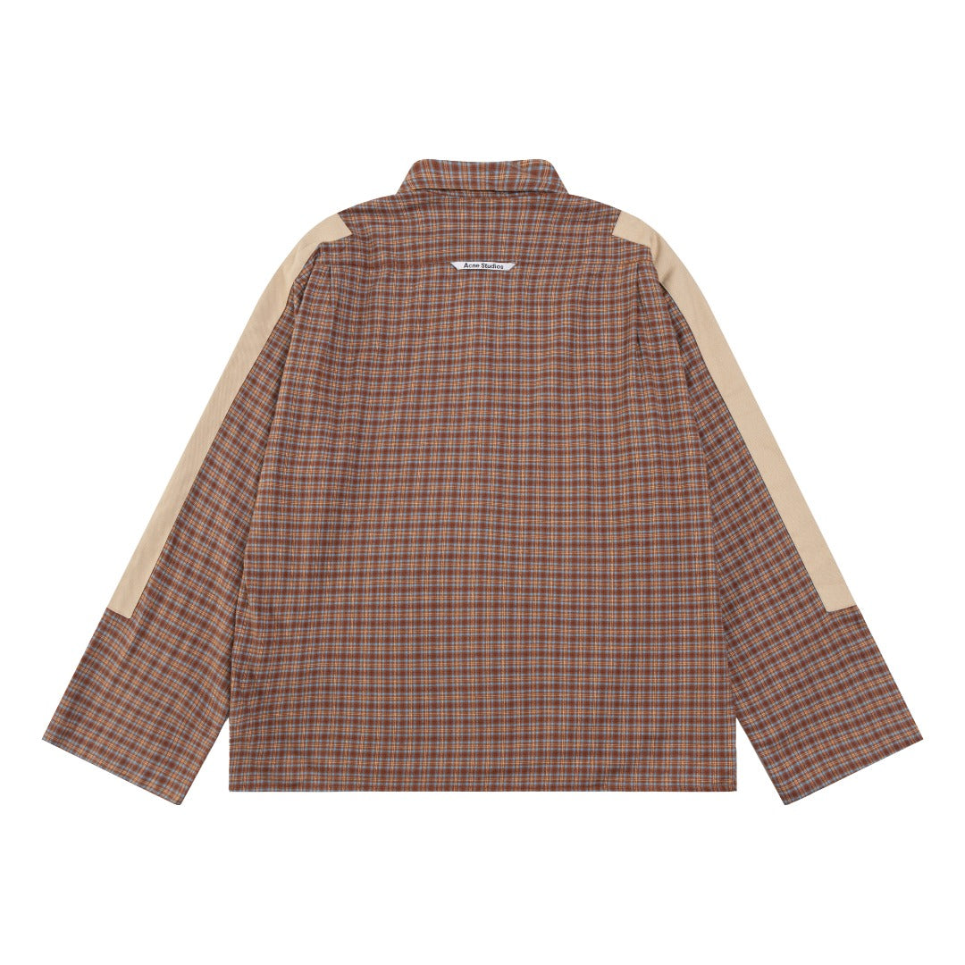 260826New high-quality checkered contrast-colored shirt