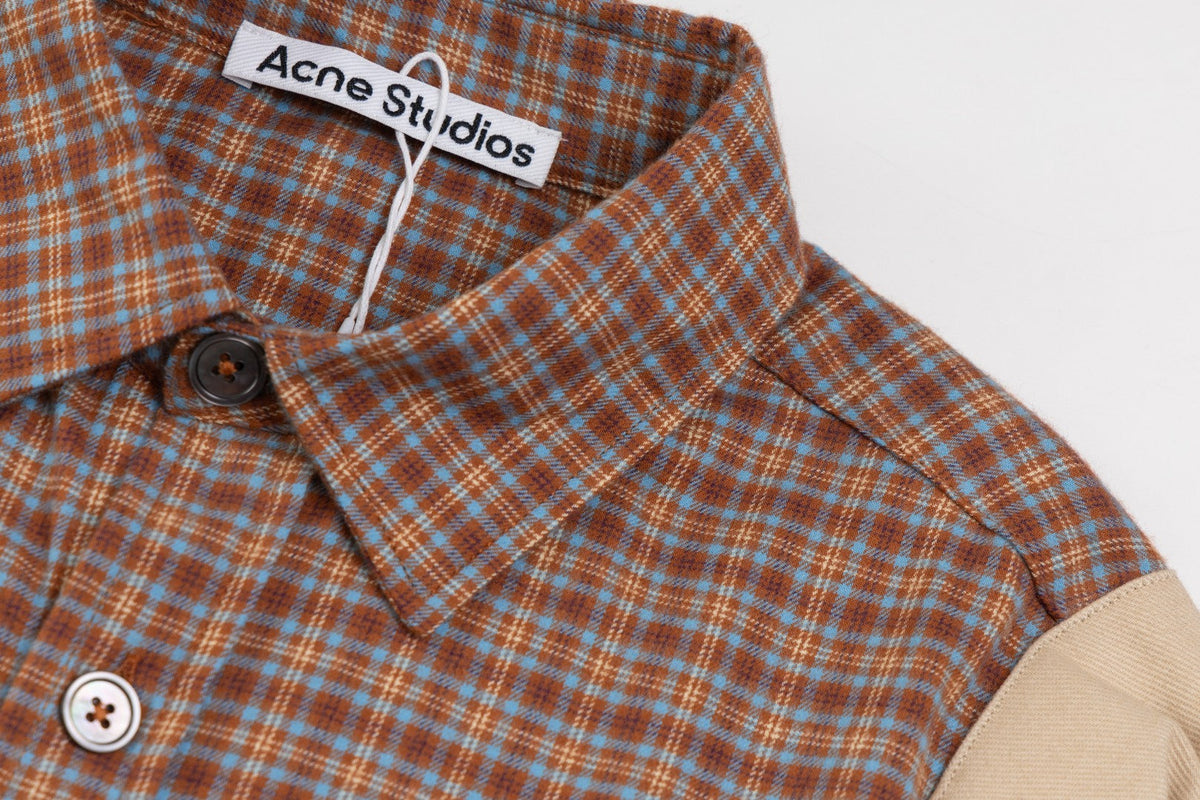 260826New high-quality checkered contrast-colored shirt